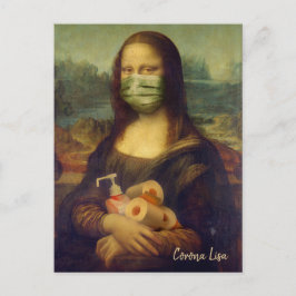 Mona Lisa With Mask, Toilet Papper, Hand Sanitizer Vykort