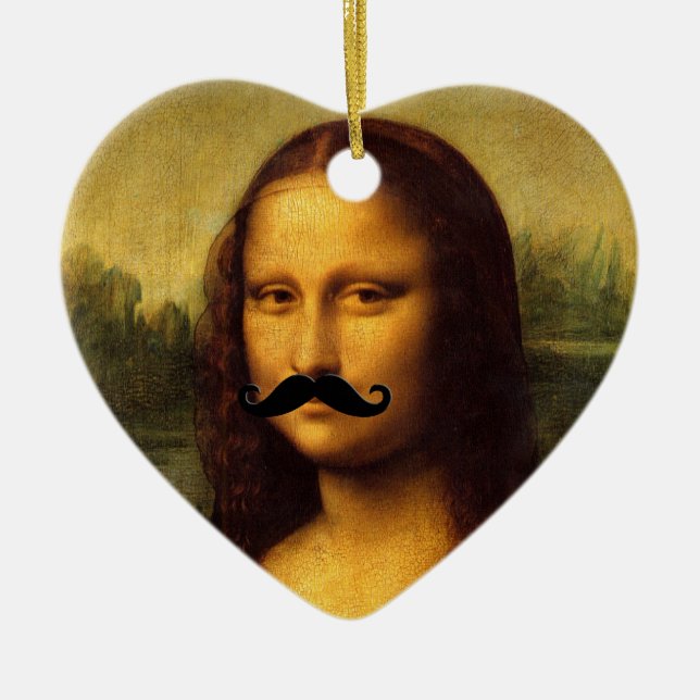 Mona Lisa With Mustache Julgransprydnad Keramik (Framsidan)