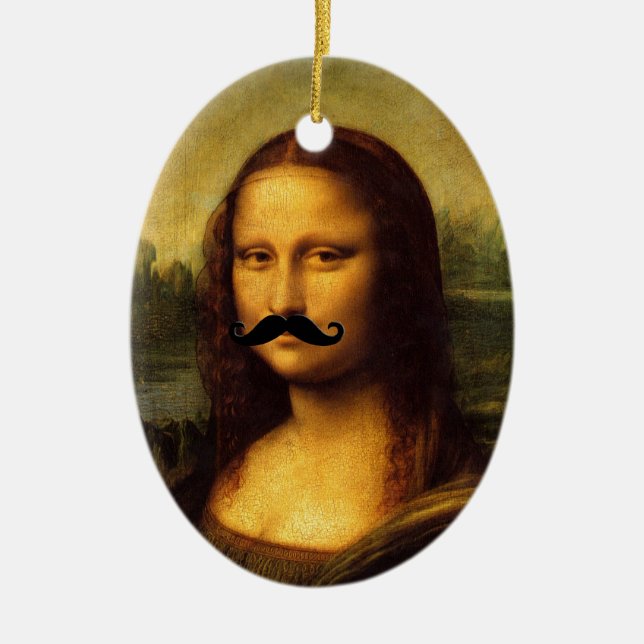 Mona Lisa With Mustache Julgransprydnad Keramik (Framsidan)