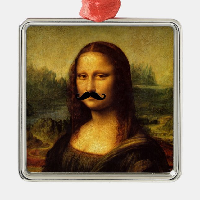 Mona Lisa With Mustache Julgransprydnad Metall (Framsidan)