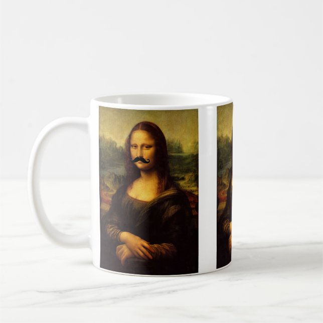 Mona Lisa With Mustache Kaffemugg (Vänster)