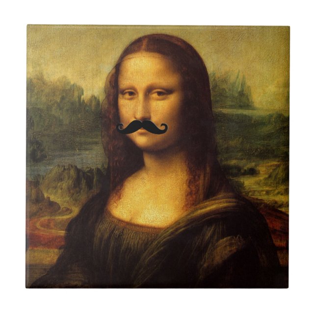 Mona Lisa With Mustache Kakelplatta (Framsidan)