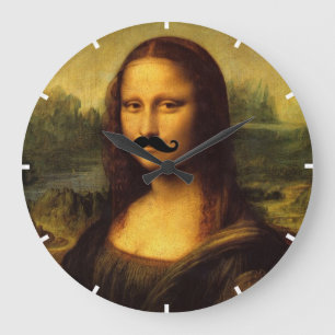 Mona Lisa With Mustache Stor Klocka