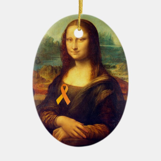 Mona Lisa With Orange Ribbon Julgransprydnad Keramik (Framsidan)