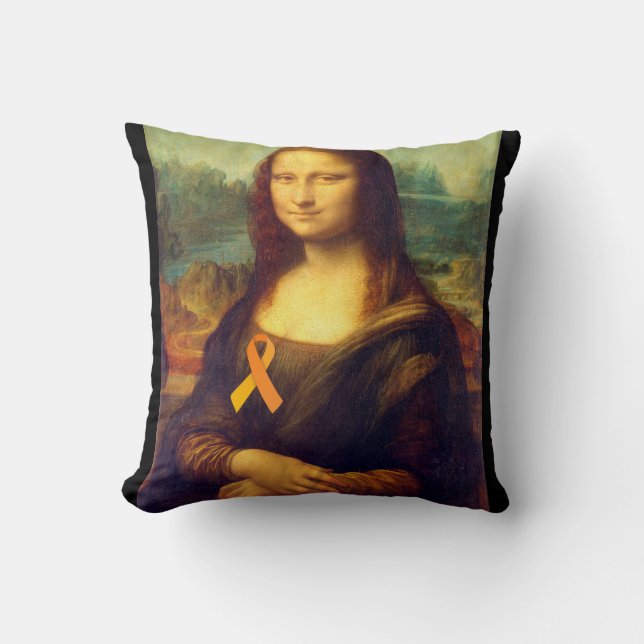Mona Lisa With Orange Ribbon Kudde (Framsida)