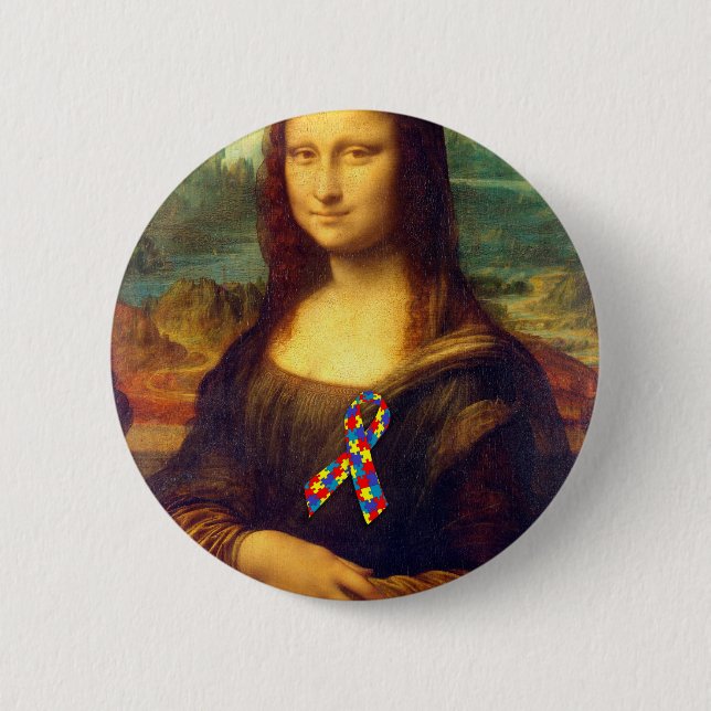 Mona Lisa with Puzzle Ribbon Knapp (Framsida)