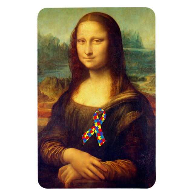 Mona Lisa with Puzzle Ribbon Magnet (Vertikal)