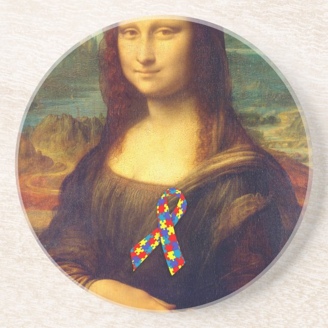 Mona Lisa with Puzzle Ribbon Underlägg (Framsidan)
