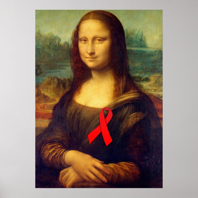 Mona Lisa with Red Ribbon Poster (Framsidan)