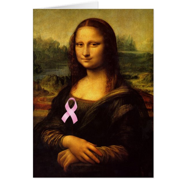 Mona Lisa With Rosa Ribbon Hälsningskort (Framsidan)