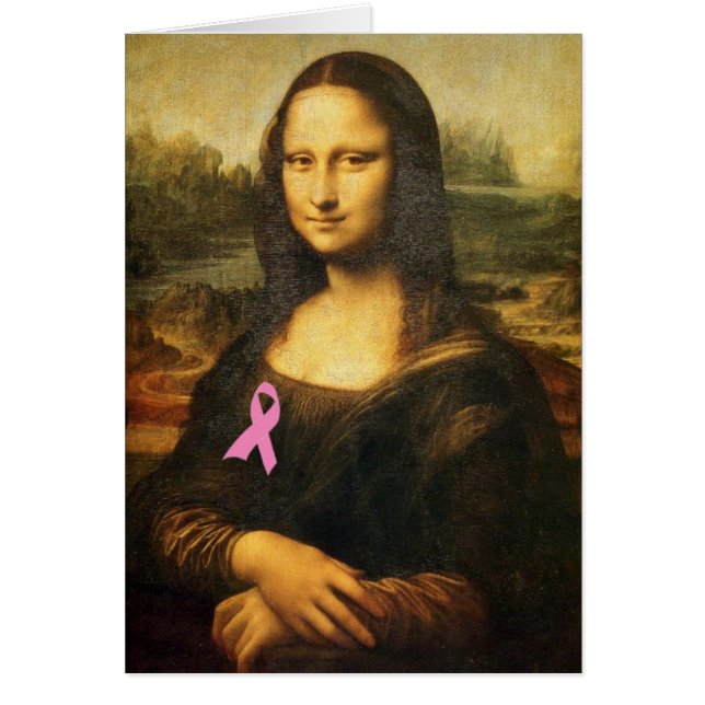 Mona Lisa With Rosa Ribbon Hälsningskort (Framsidan)