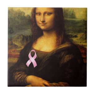 Mona Lisa With Rosa Ribbon Kakelplatta