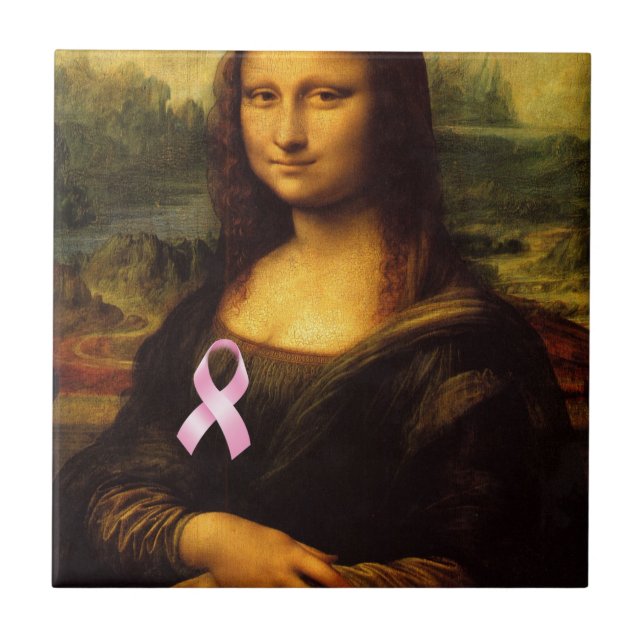 Mona Lisa With Rosa Ribbon Kakelplatta (Framsidan)