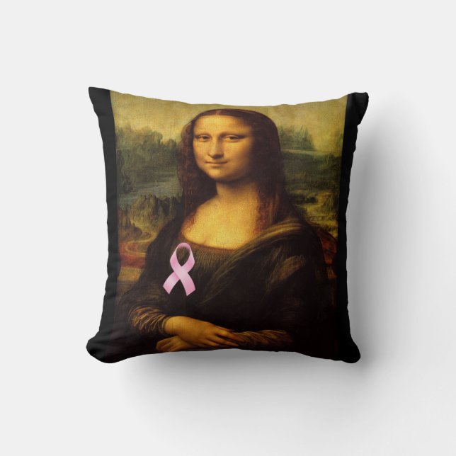 Mona Lisa With Rosa Ribbon Kudde (Framsida)