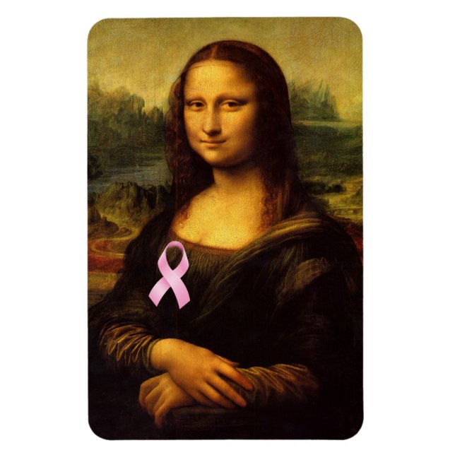 Mona Lisa With Rosa Ribbon Magnet (Vertikal)
