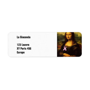 Mona Lisa With Rosa Ribbon Returadress Etikett