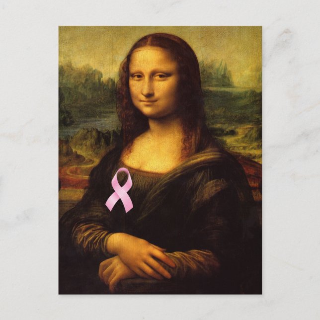 Mona Lisa With Rosa Ribbon Vykort (Framsida)