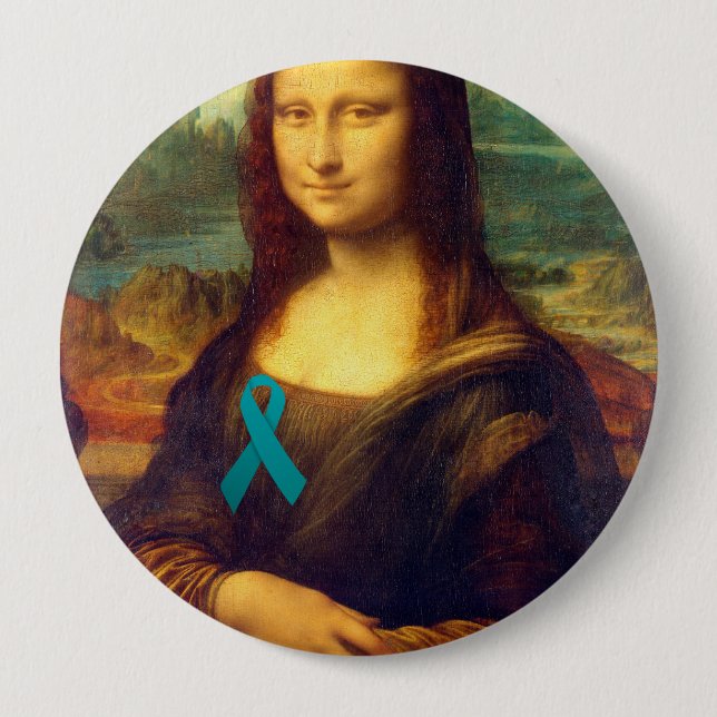 Mona Lisa With Teal Ribbon Knapp (Framsida)