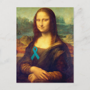 Mona Lisa With Teal Ribbon Vykort