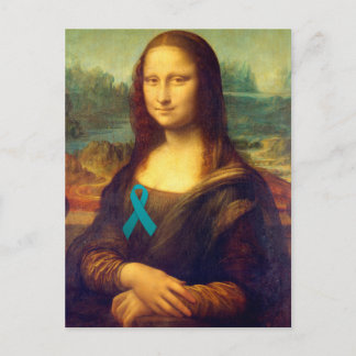 Mona Lisa With Teal Ribbon Vykort