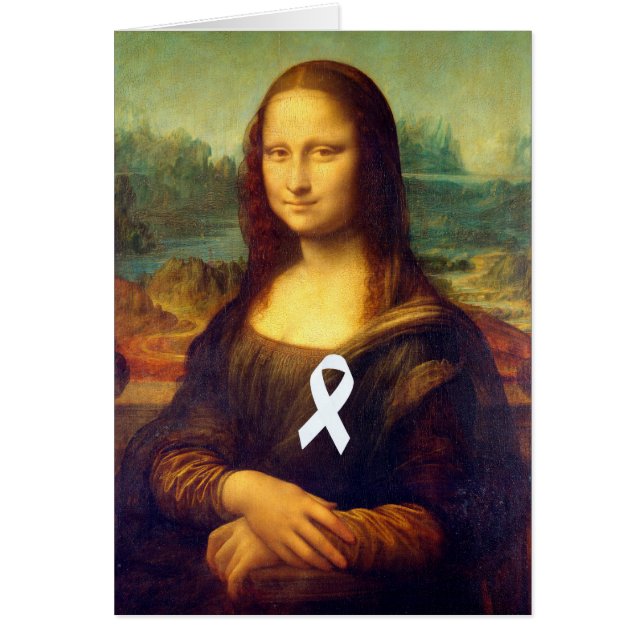 Mona Lisa With White Ribbon Hälsningskort (Framsidan)