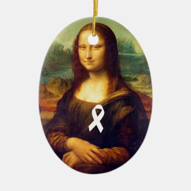 Mona Lisa With White Ribbon Julgransprydnad Keramik (Framsidan)