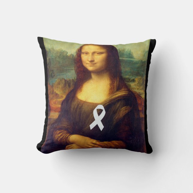 Mona Lisa With White Ribbon Kudde (Framsida)