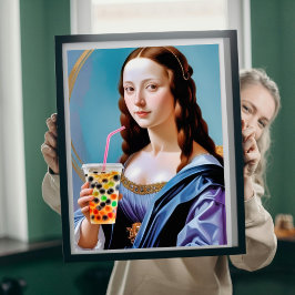 Mona Lisas Bubble Tea-ögonblick Poster