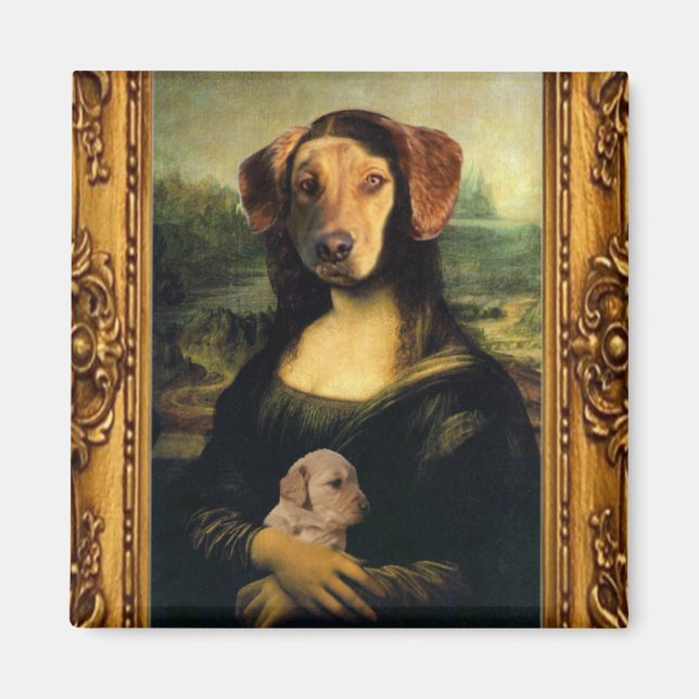 Mona Lisa's Hund - Golda Lisa - Berömd Porträtt Magnet (Framsidan)