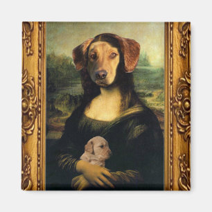 Mona Lisas hund - Golda Lisa - berömdt porträtt Magnet