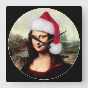 Mona Lisa's jultomte Fyrkantig Klocka