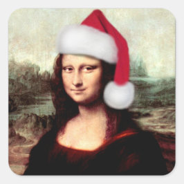 Mona Lisa's jultomten Hat Fyrkantigt Klistermärke