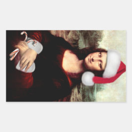 Mona Lisa's jultomten Hat Rektangulärt Klistermärke