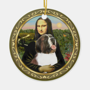 Mona Lisa's Saint Bernard Julgransprydnad Keramik