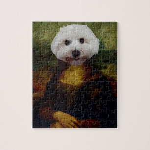Mona Maltesisk Mona Lisa Hund målning Pussel