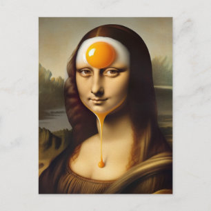 Mona med ägg på sitt ansikte vykort