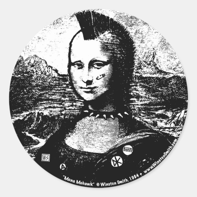 Mona Mohawk Sticker Runt Klistermärke (Framsida)