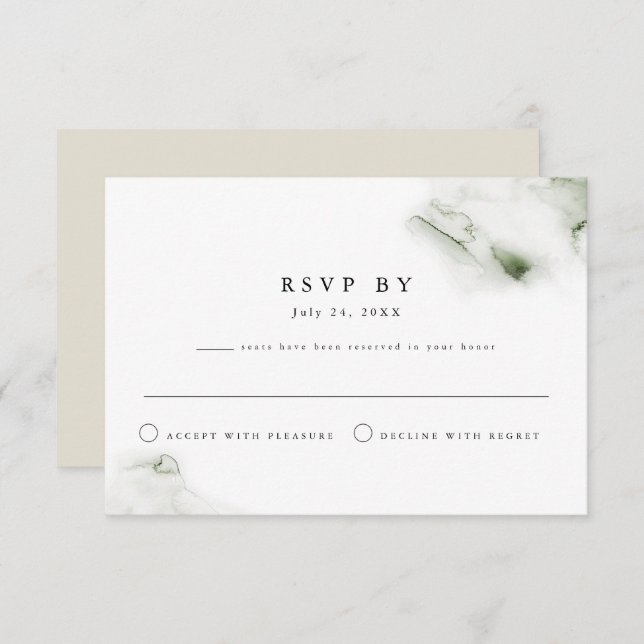 Mona-OSA med minimalistisk Grönt - vattenfärgsbloc Inbjudningar (Fram/baksida)