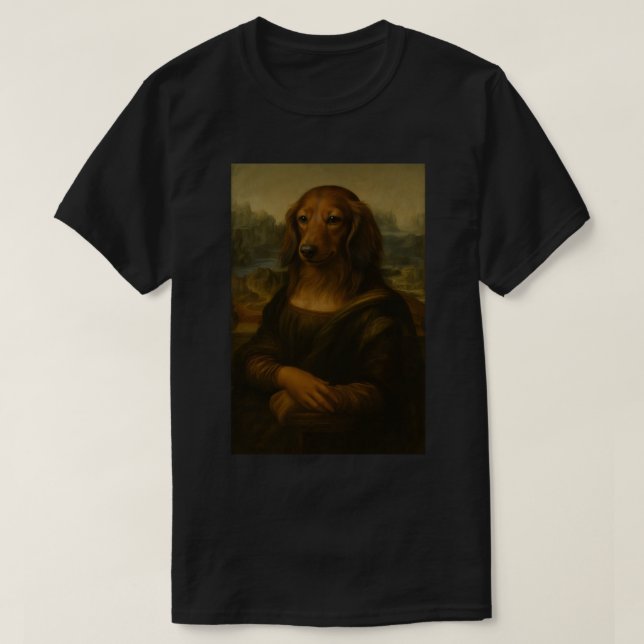 Mona Woofsa - Renaissance Dachshund Art T Shirt (Design framsida)