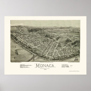 Monaca panorama- karta för PA - 1900 Poster