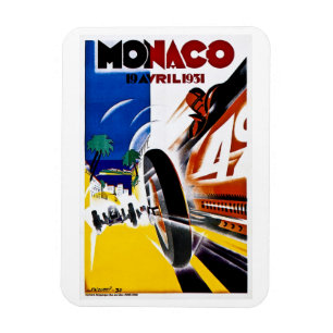 Monaco 1931 Grand Prix Vintage Tävling Poster Magnet
