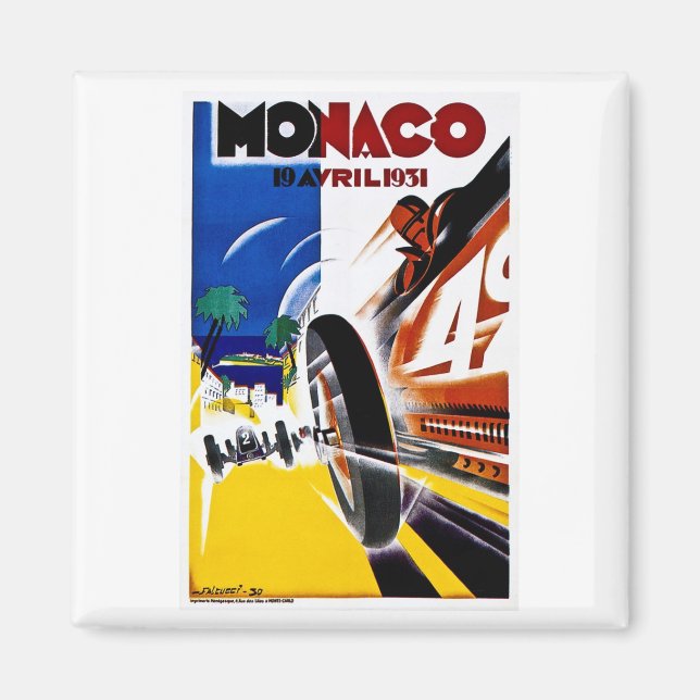 Monaco 1931 Grand Prix - Vintage Tävling Poster Magnet (Framsidan)