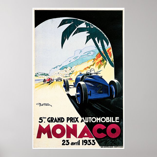 Monaco 1933 Grand Prix Automobile av Geo Ham Tävli Poster (Framsidan)