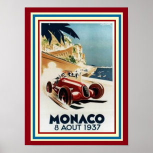 Monaco 8 Aout 1937 affisch 12 x 16