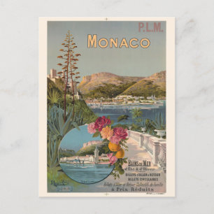 Monaco Bains de Mer Vintage affisch 1896 Vykort
