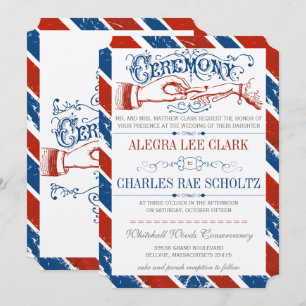 Monaco Blue Red Retro Vintage Typography Inbjudan