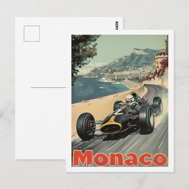 Monaco Circuit Vintage Berömd Travel Ställe Vykort (Fram/baksida)