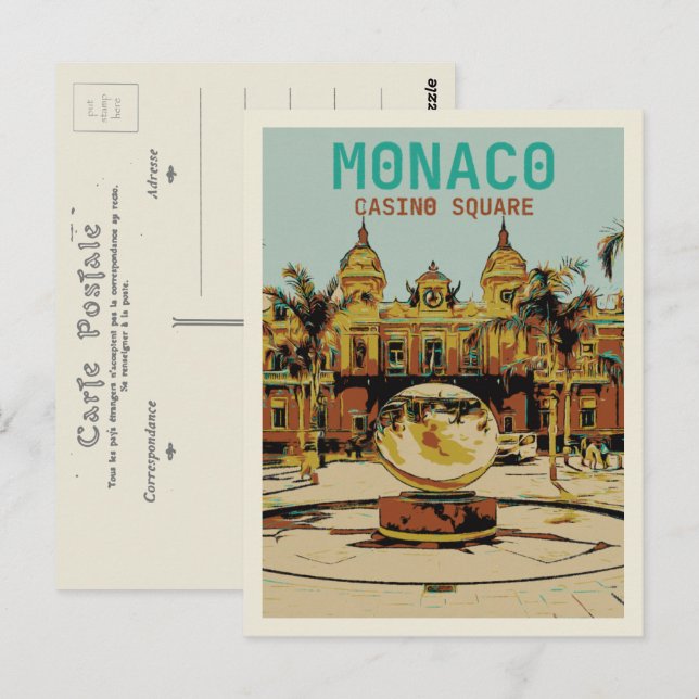 Monaco Cote d'Azur, synpunkten Casino Vykort (Fram/baksida)