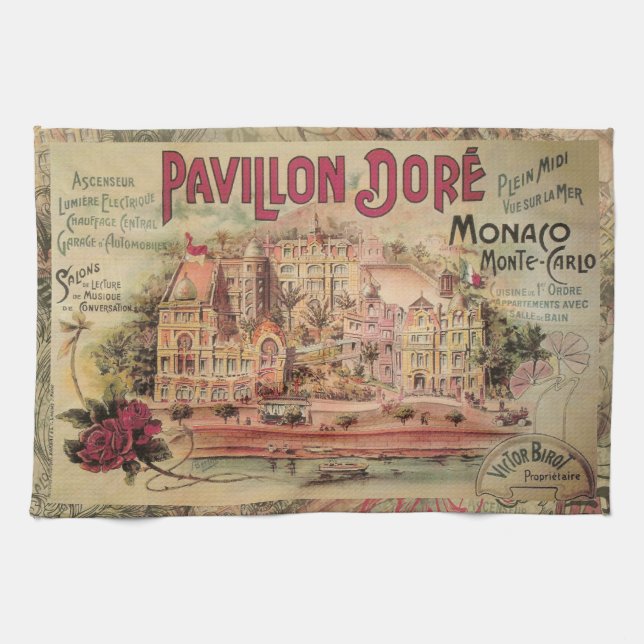 Monaco Finare Vintage Fransk Riviera Frankrike Kökshandduk (Horisontell)