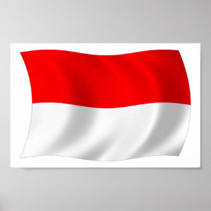 Monaco Flagga Affisch Print